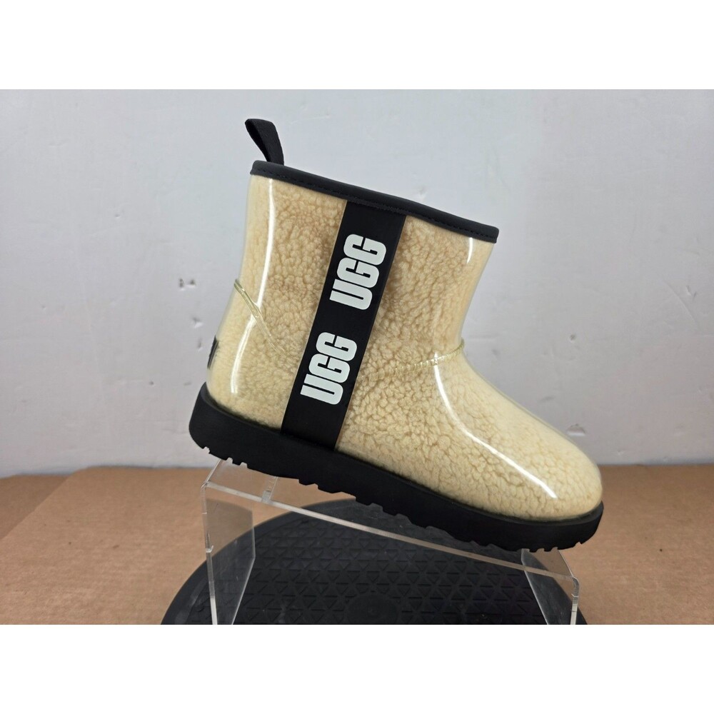 NEW UGG Classic Clear Mini Natural Black 1113190 Pull On Boots Sz US 10